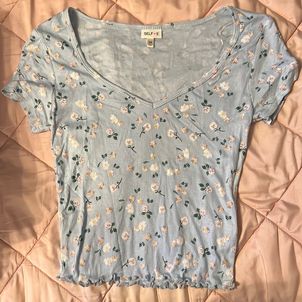 Baby blue floral top